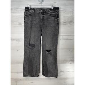 Express Jeans Womens 10R Black 90s Ankle Boot Mid Rise Distressed Denim Ripped